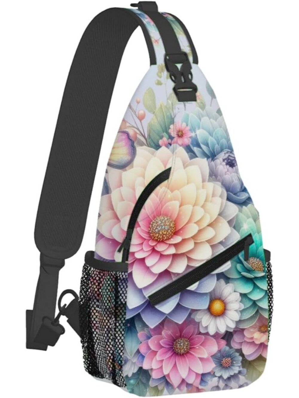 Unisex Blue Halloween Bat Sling Backpack Travel Hiking Crossbody Bag